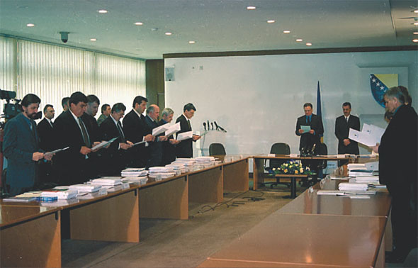 Delegates of the third lineup of the House of Peoples swearing in